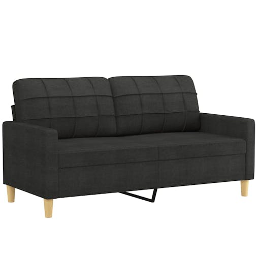 NNEVL 3 Piece Sofa Set with Pillows Black Fabric
