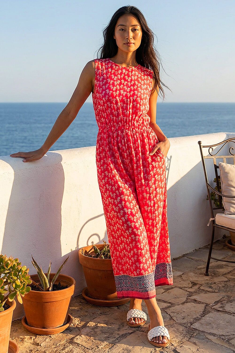 Roman Petite Printed Cropped Jumpsuit