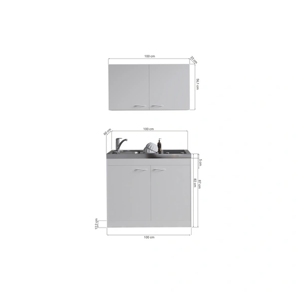 Pantry-Küche, »Levin«, LxBxH: 100x60x200 cm, weiß