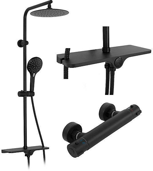 Kit De Douche Rea Mike Thermostat Black 13X27,5X98,5Cm