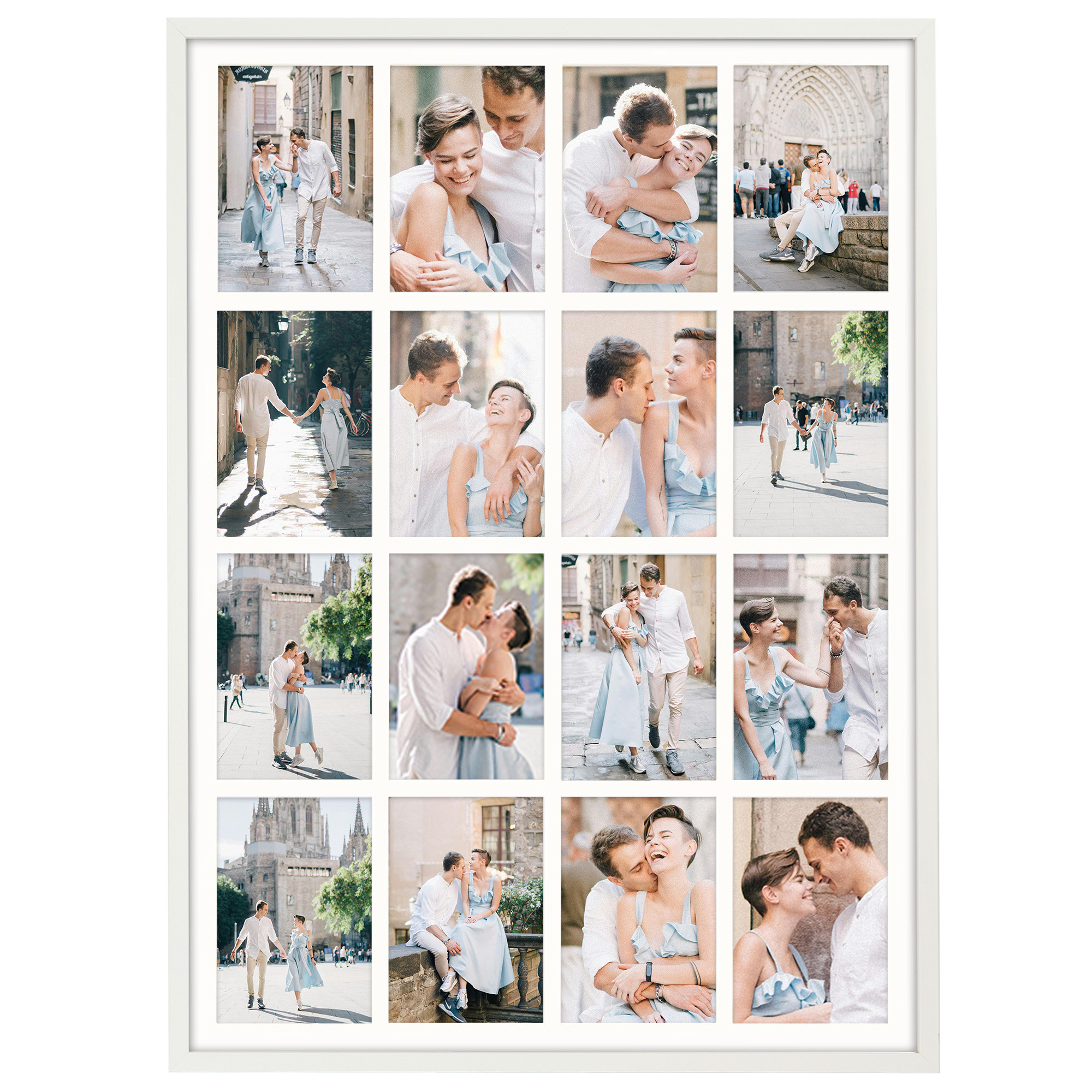 Ramka na zdjęcia 16 zdjęć 10x15 cm rama biała foto galeria 50x70 cm FRAMAI®
