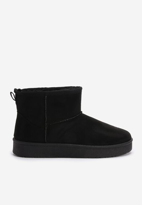 Womens Black Fluffy Faux Suede Boots