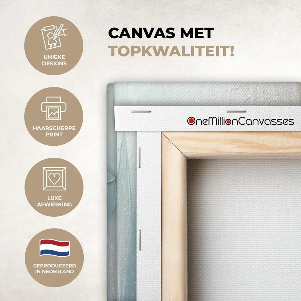 MuchoWow Canvas Schilderij 120x80cm Abstract Kunst Gold Blauw