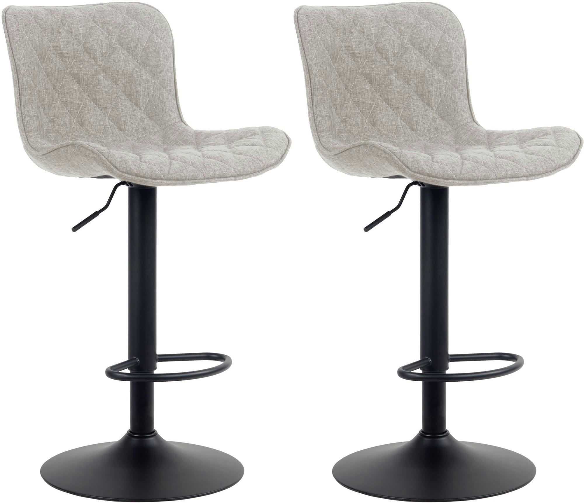 EMMA - Lot de 2 tabourets de bar ajustables pivotants tissu Taupe