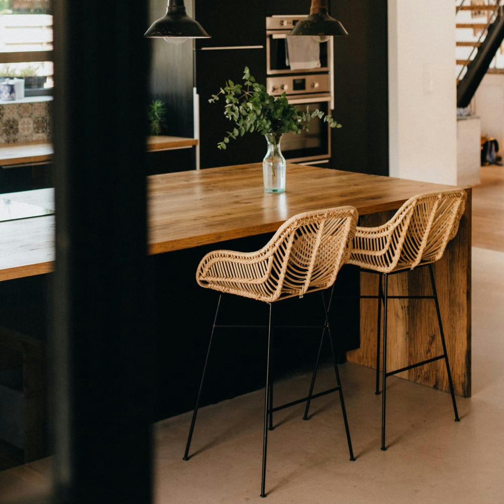 NUNUHAI - Lot de 2 tabourets de bar en rotin 68cm