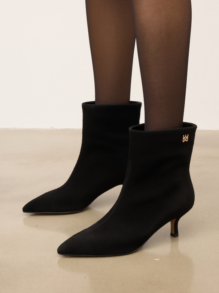 Black suede monogrammed boots from KAZAR