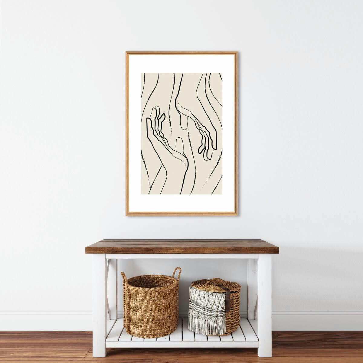 ILLUSTRATION - Tableau mural encadré lignes abstraites 65x97 cm