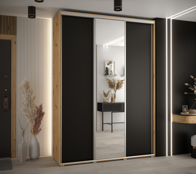 Szafa przesuwna 45 wysoka Davos 3 170 artisan czarny srebrny