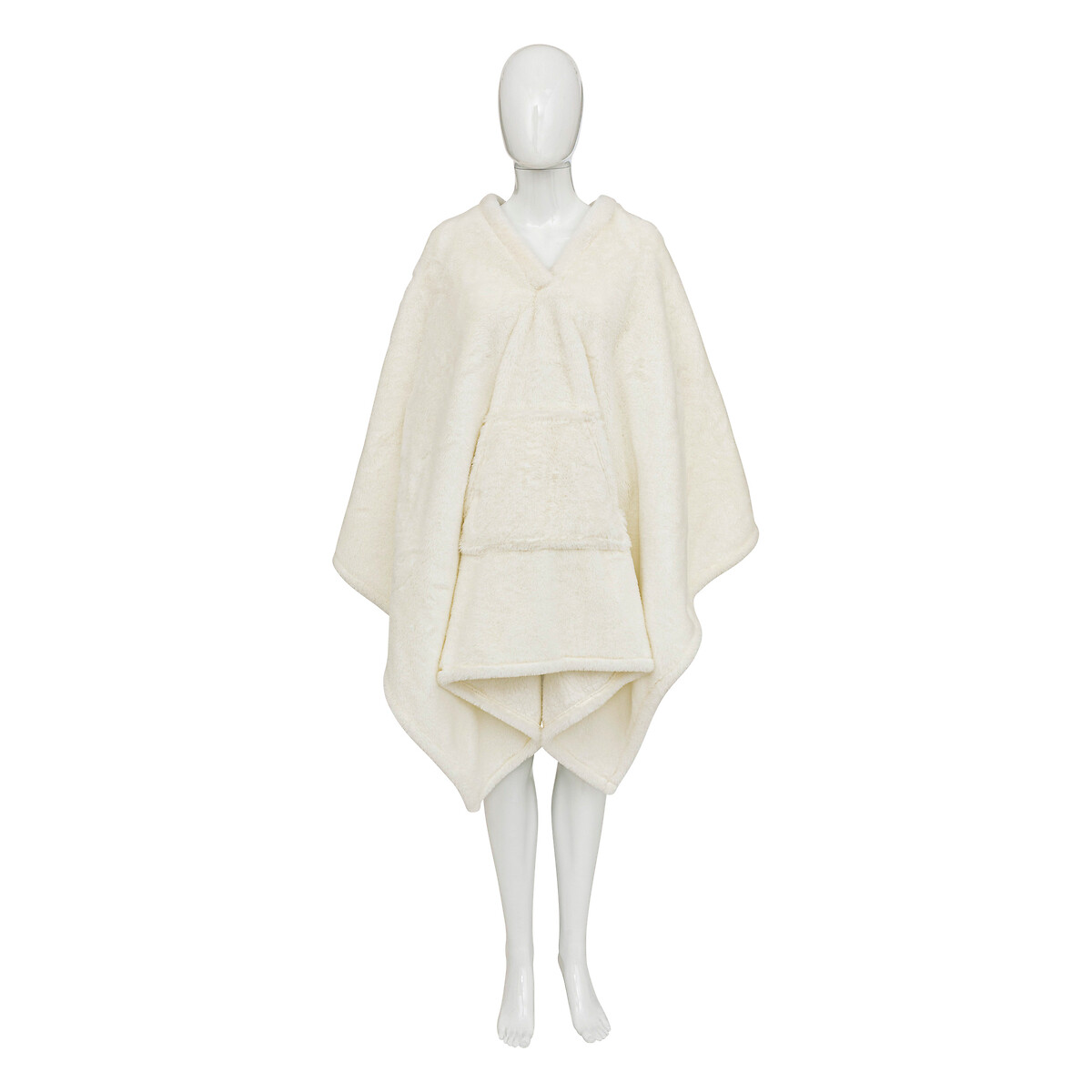 Manta poncho de pelo suave branco
