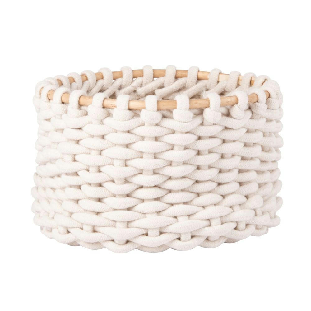 - Panier en coton crochet ivoire et rotin