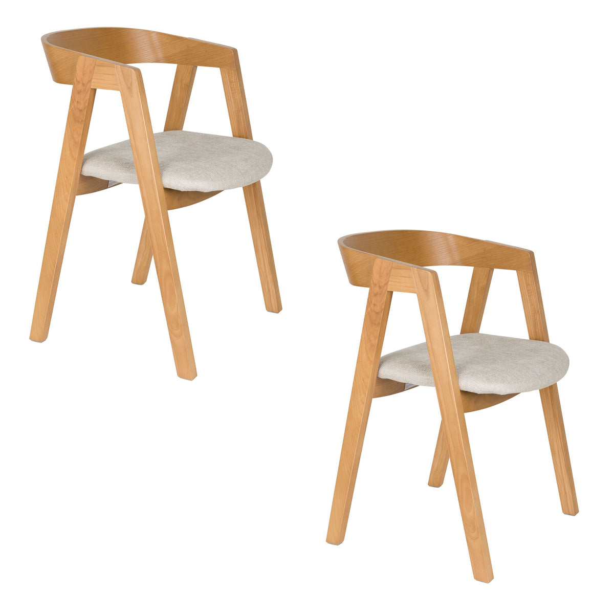 Zuiver Mads Eetkamerstoelen Naturel - Set van 2