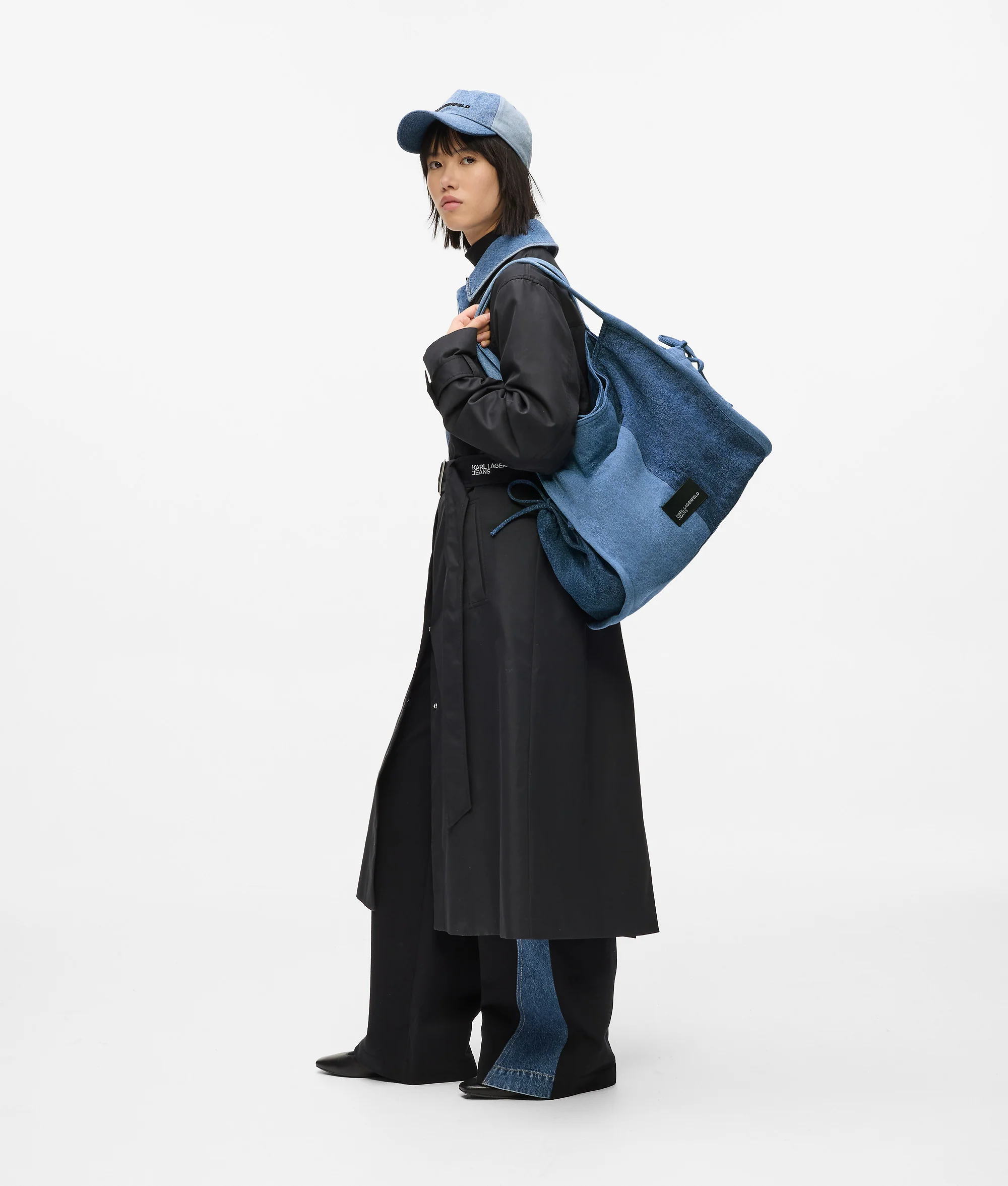 Cabas en denim bicolore