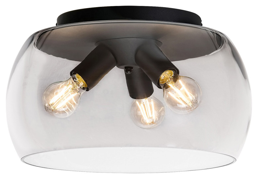 Lampa sufitowa czarna-kolor dymny Ursula 3xE27x40W wym: 24x40x40 cm Rabalux