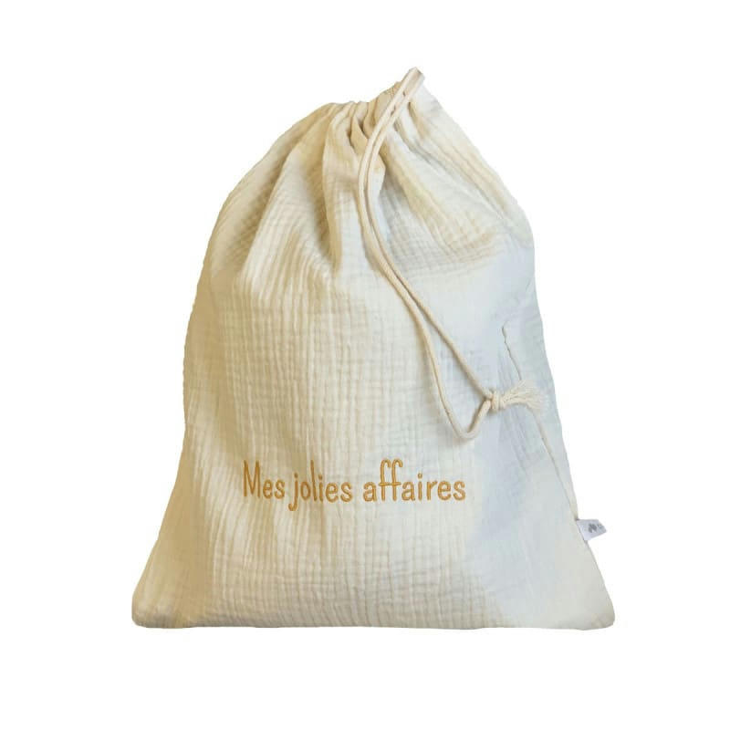 - Pochon en double gaze de coton ecru