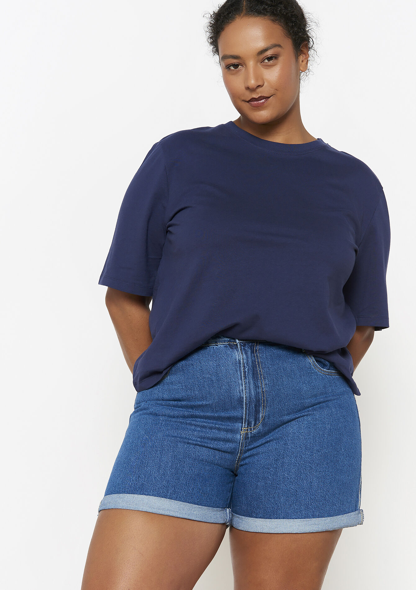 Denim short met hoge taille