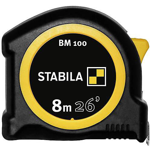Mètre-ruban STABILA BM 100 19580 8 m - boîtier ABS Softgrip, échelle cm/pouce