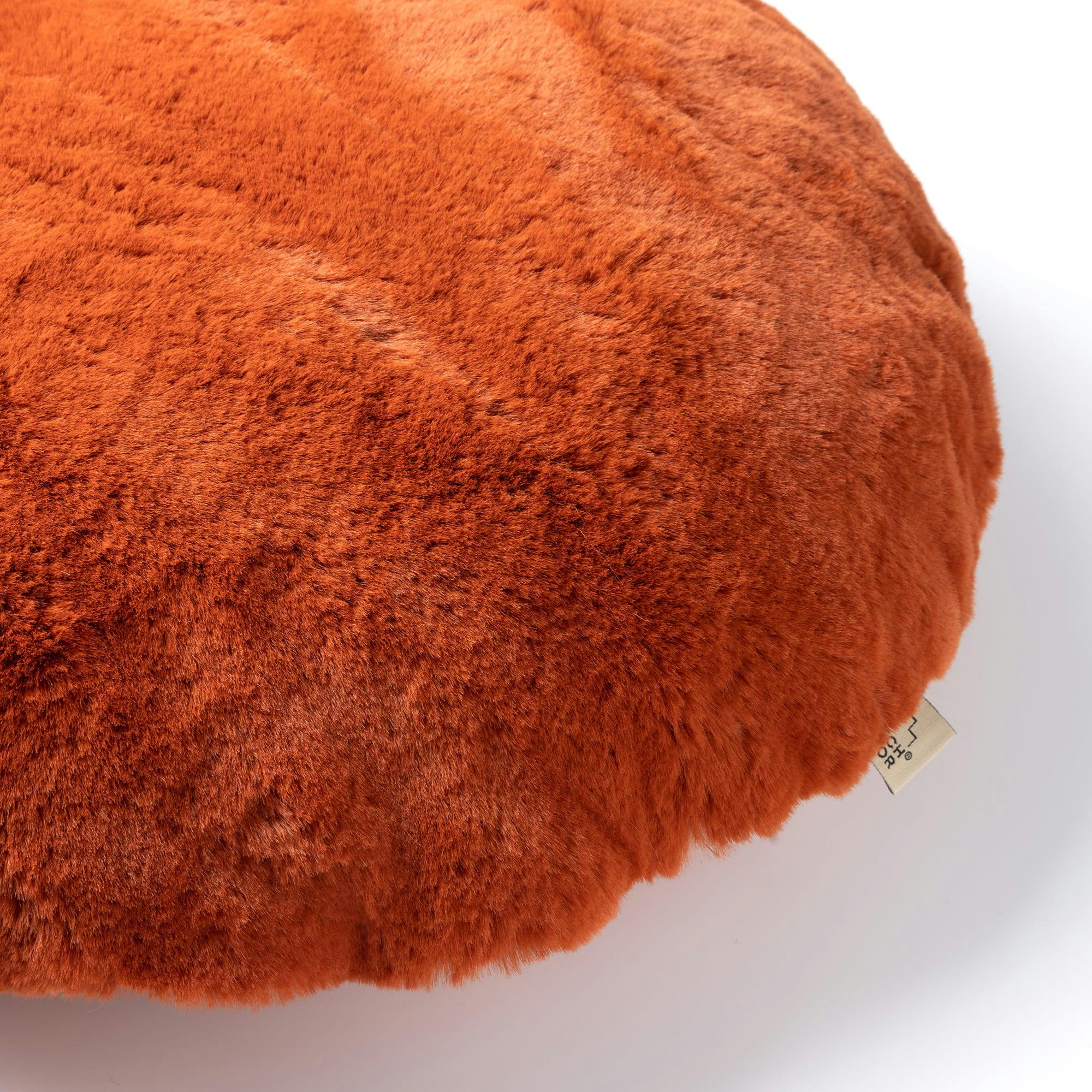 - Coussin rond orange fausse fourrure 45 cm uni