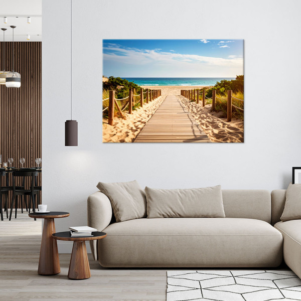 Obraz do salonu sypialni kuchni, Drewniana ścieżka na plażę Pejzaż 30x20