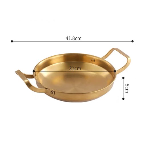 SOGA 30cm Dry Pot, Gold Plated 202 Material Stainless Steel and Kitchen Essential