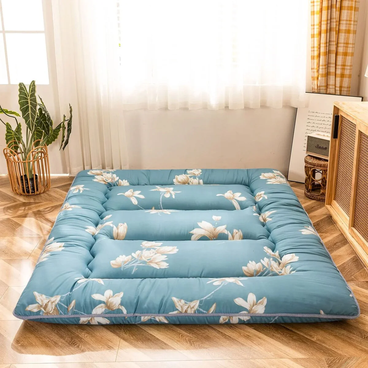 Floral Printed Japanese Roll Up Floor Futon Mattress