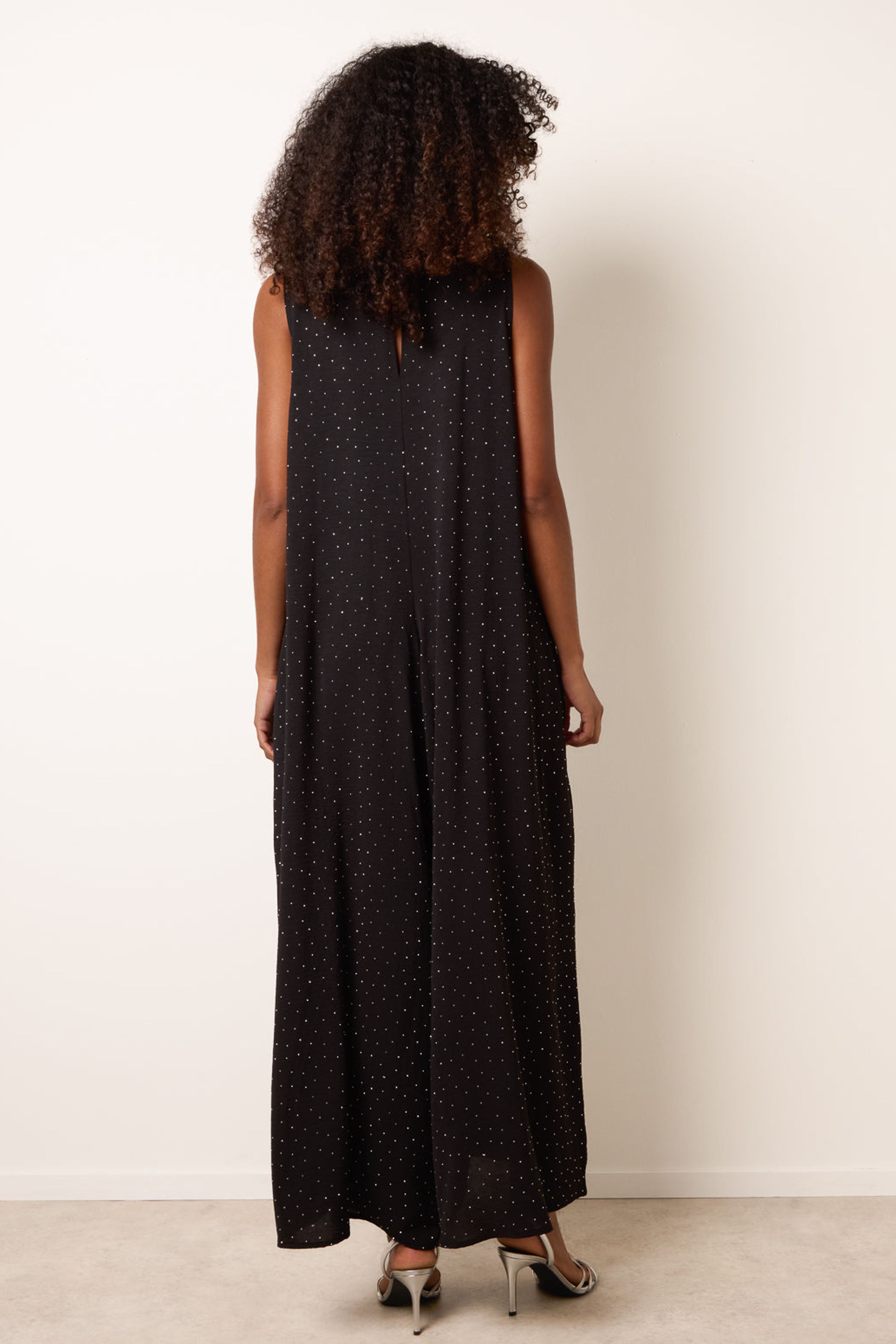 Blue Vanilla Black Pleat Front Diamante Jumpsuit