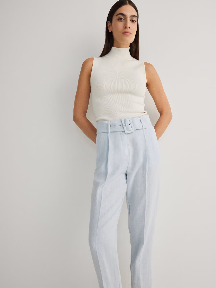 Pressed Crease Linen Blend Trousers