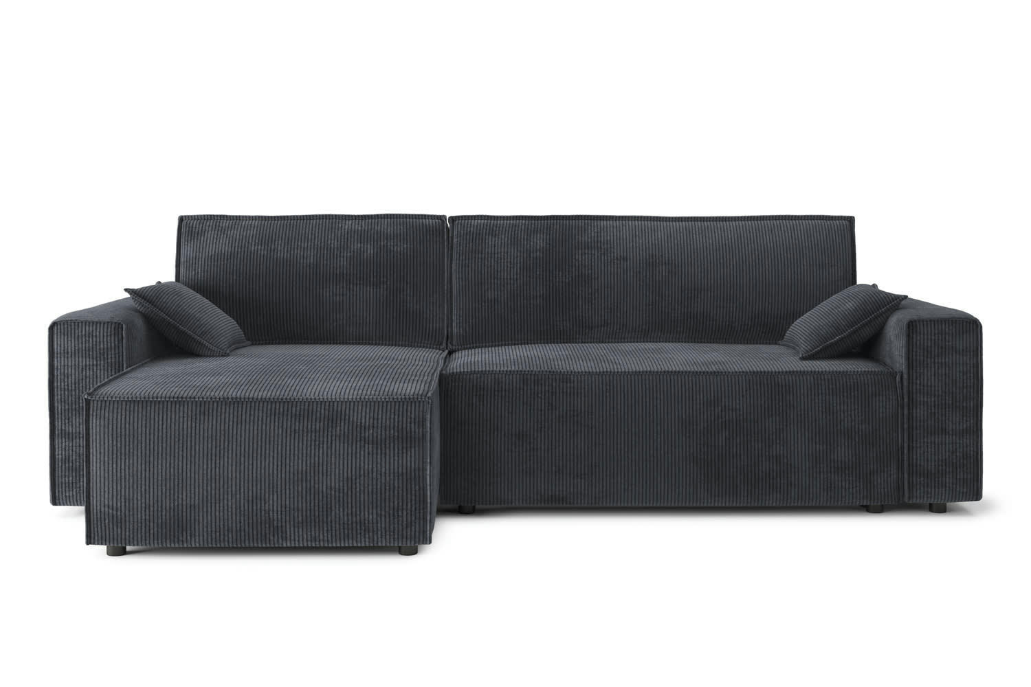 MARIUS - Canapé d'angle convertible en velours côtelé 4 places anthracite