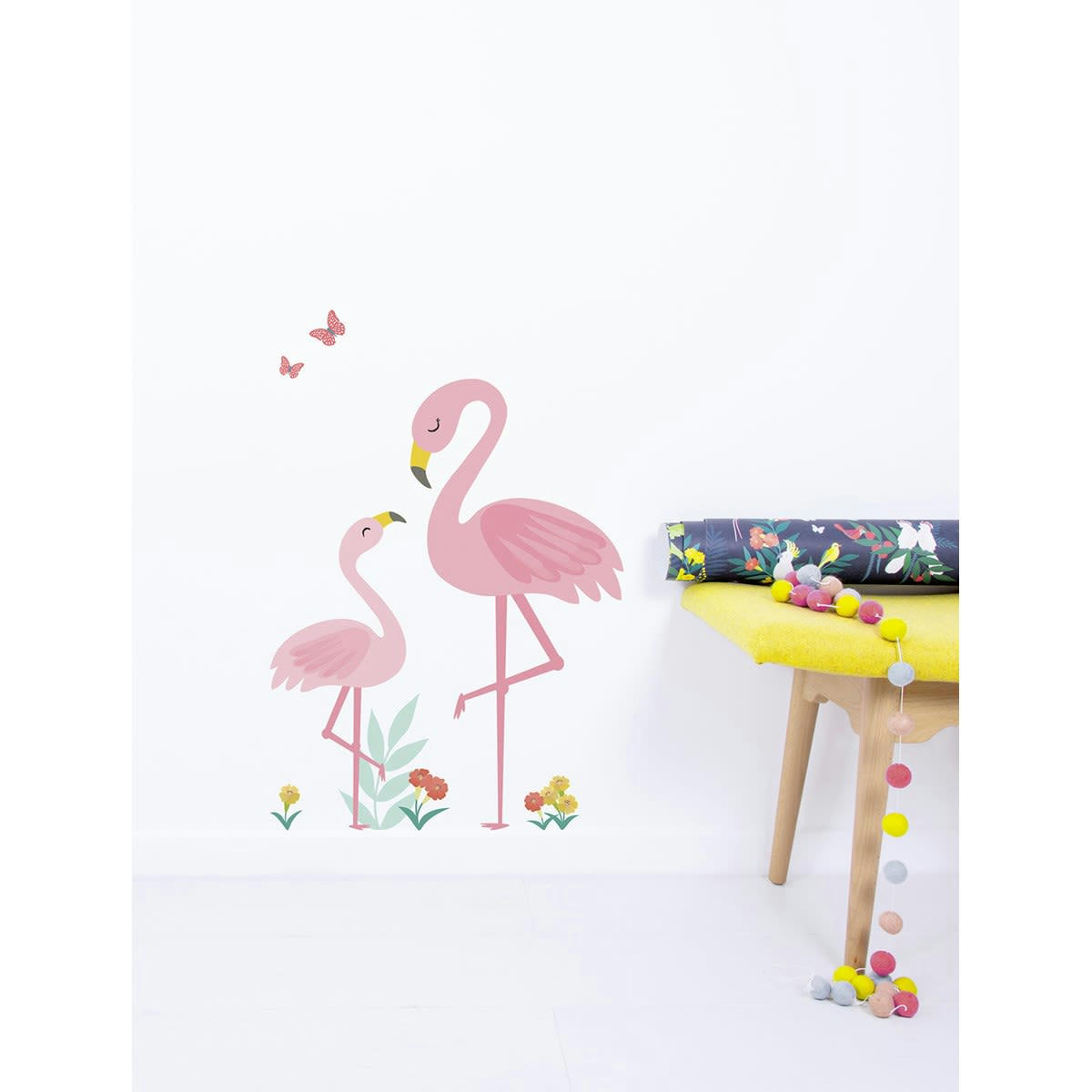 RIO - Stickers flamant rose en Vinyle mat Rose 34x60 cm