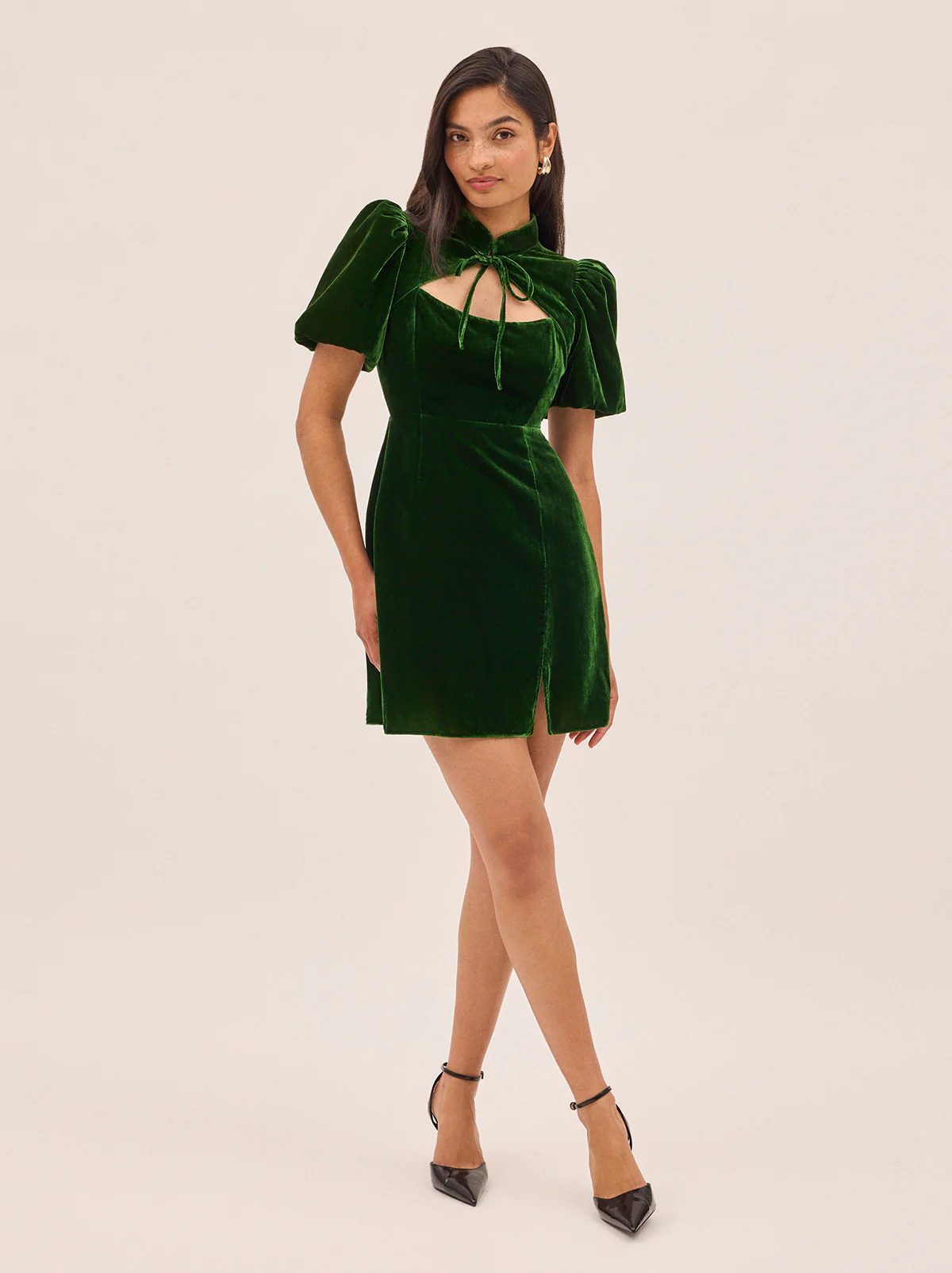 Josette Green Velvet Mini Dress