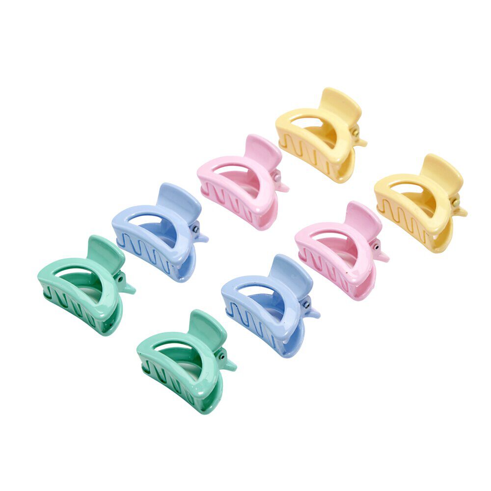 Pince à cheveux x8 en plastique 4 couleurs 2x2xH2,5cm (2 modèles)