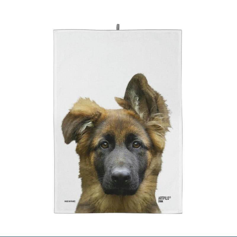 - Torchon de cuisine chien berger allemand 100% coton blanc