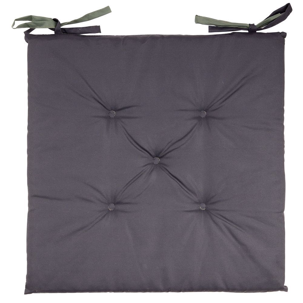 Galette de chaise de jardin réversible uni gris biface vert