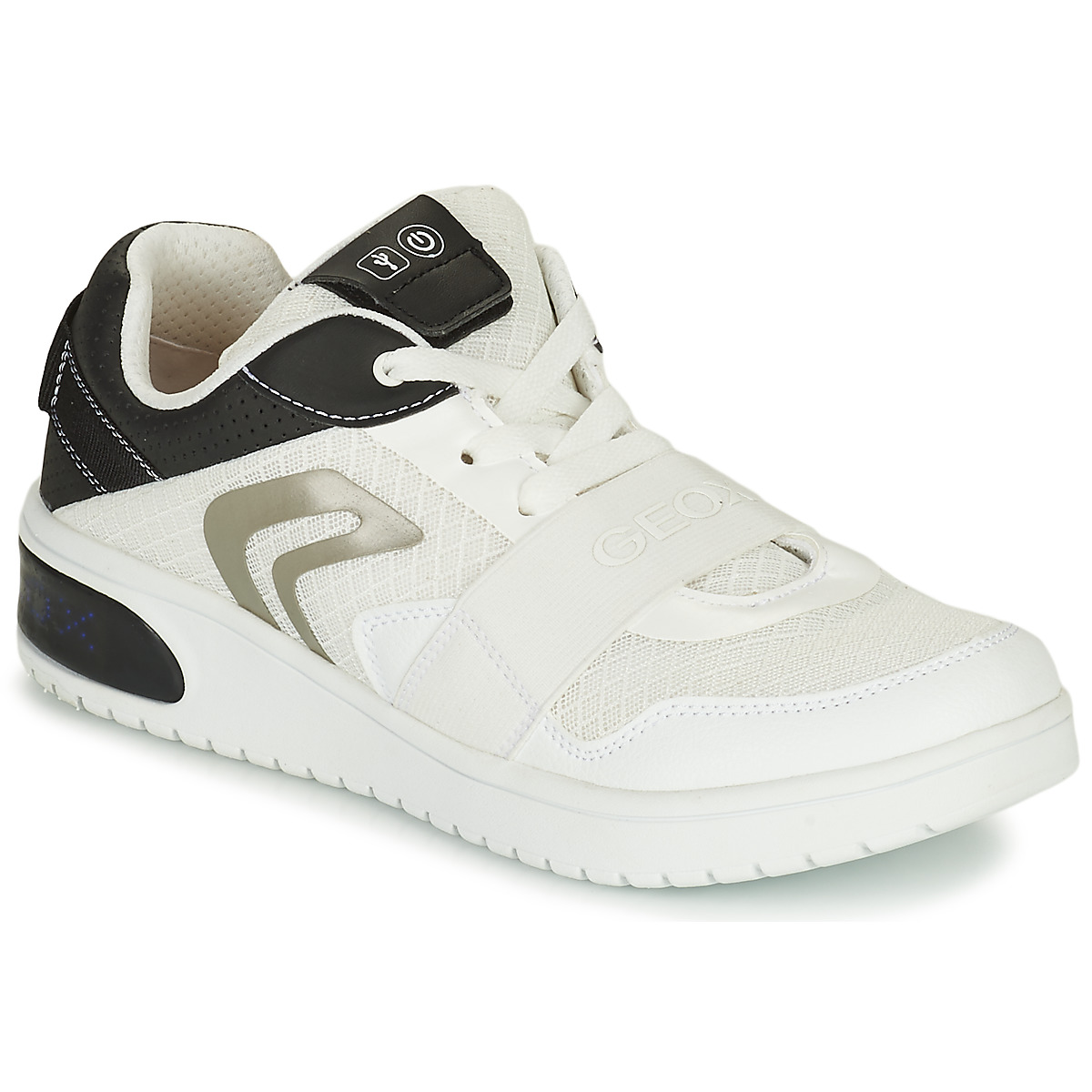 Geox - J XLED B. B - MESH+GEOBUCK - White / Black