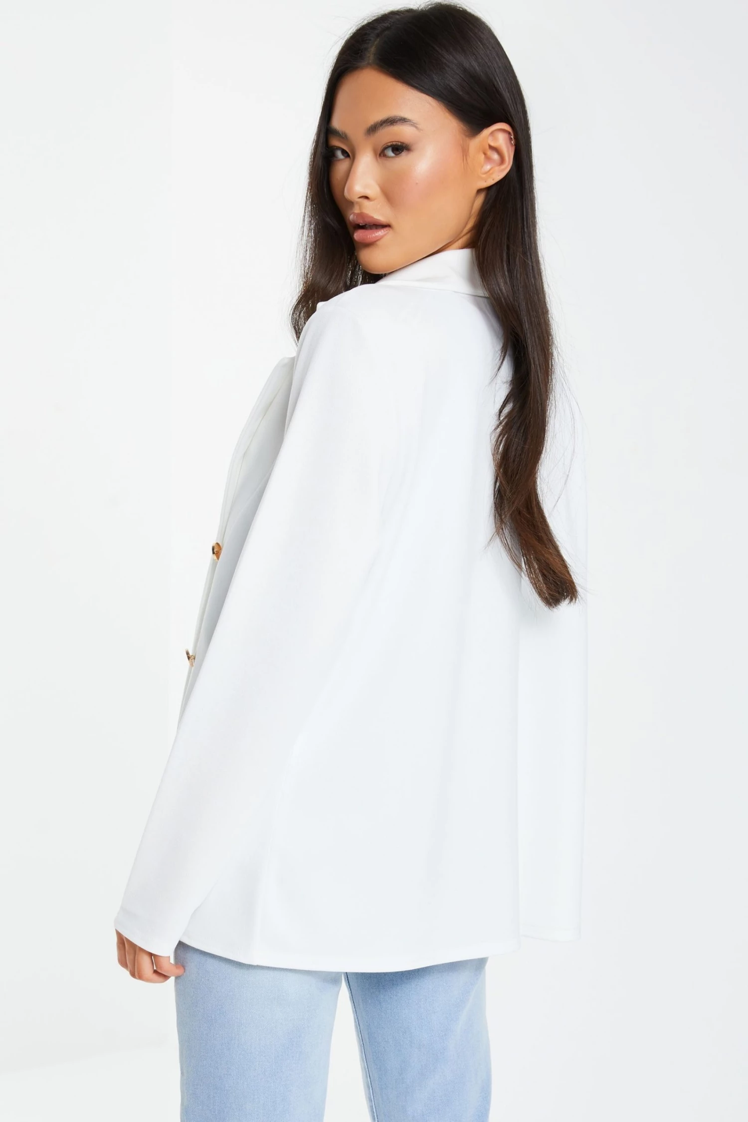 Quiz Cream Double Breasted Blazer