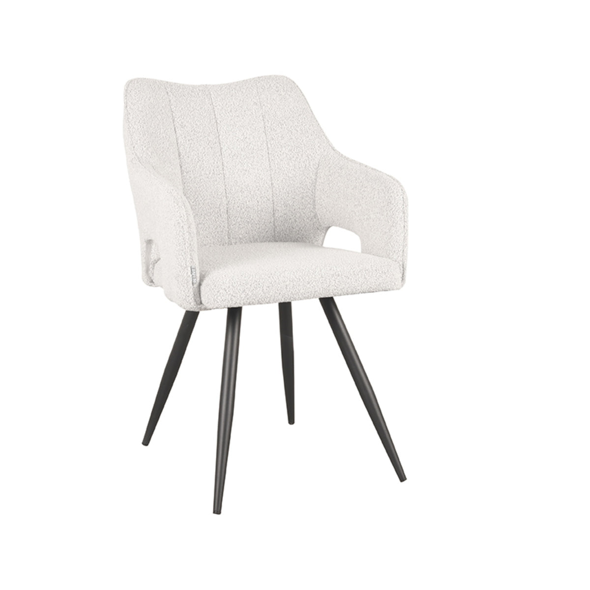 LABEL51 Eetkamerstoel Noud - Wit Bouclé - Zithoogte 49,5cm