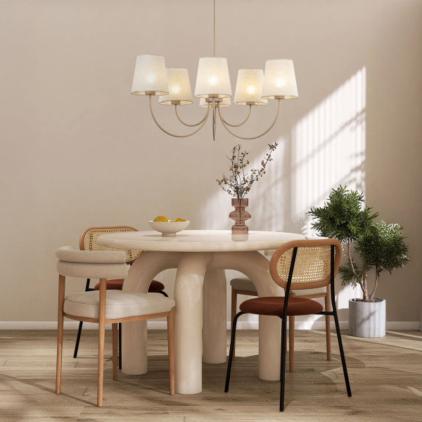 Żyrandol Tk Lighting Candi Sabia Piaskowy Beżowy Klasyczny Stożkowe Abażury