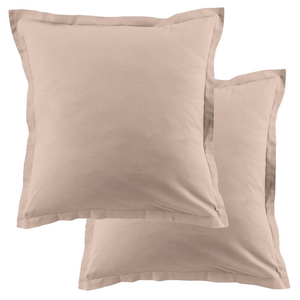 - Lot de 2 taies d'oreiller carrées coton rose 63x63 cm