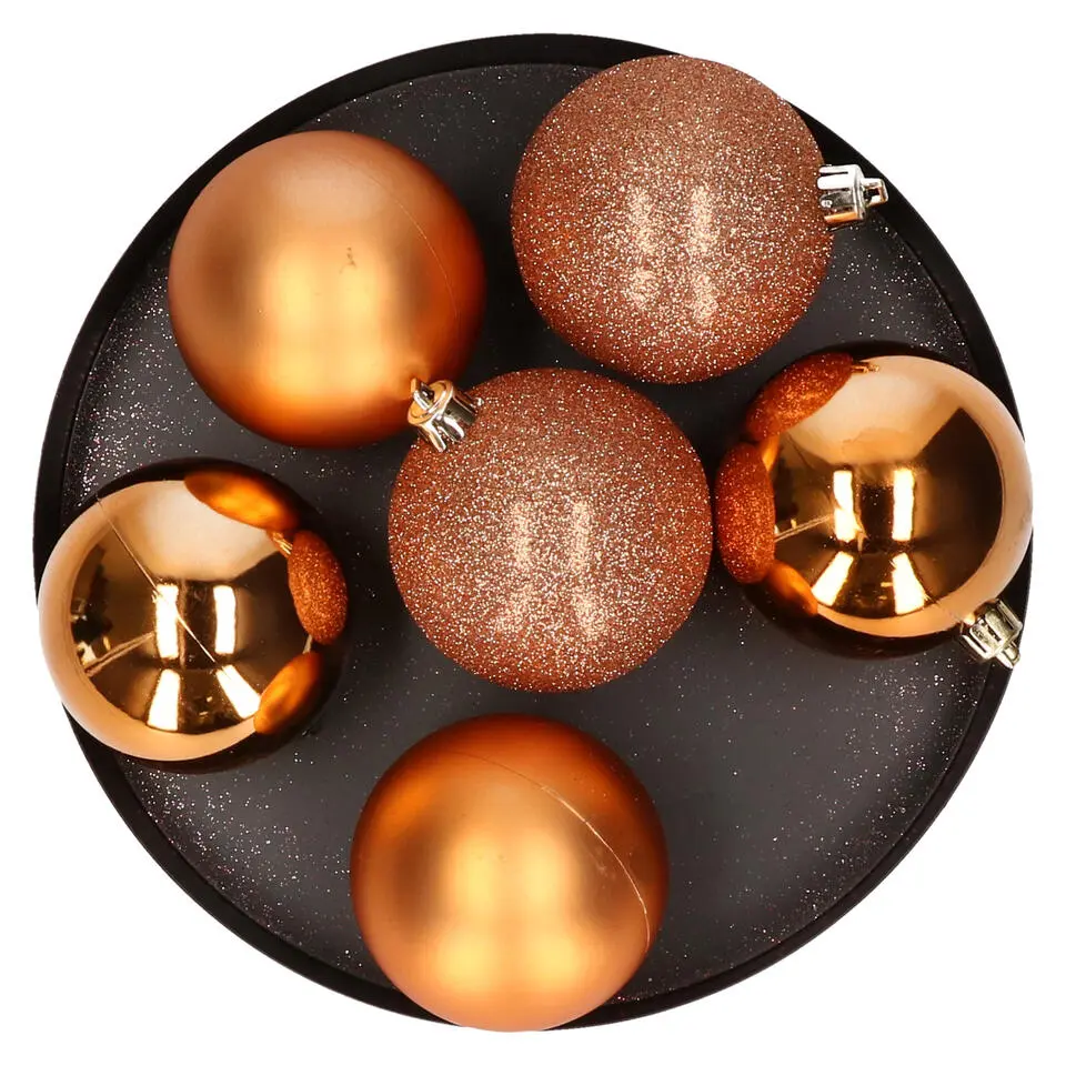 Cosy & Trendy Kerstballen - 6x st - koper - 8 cm - kunststof