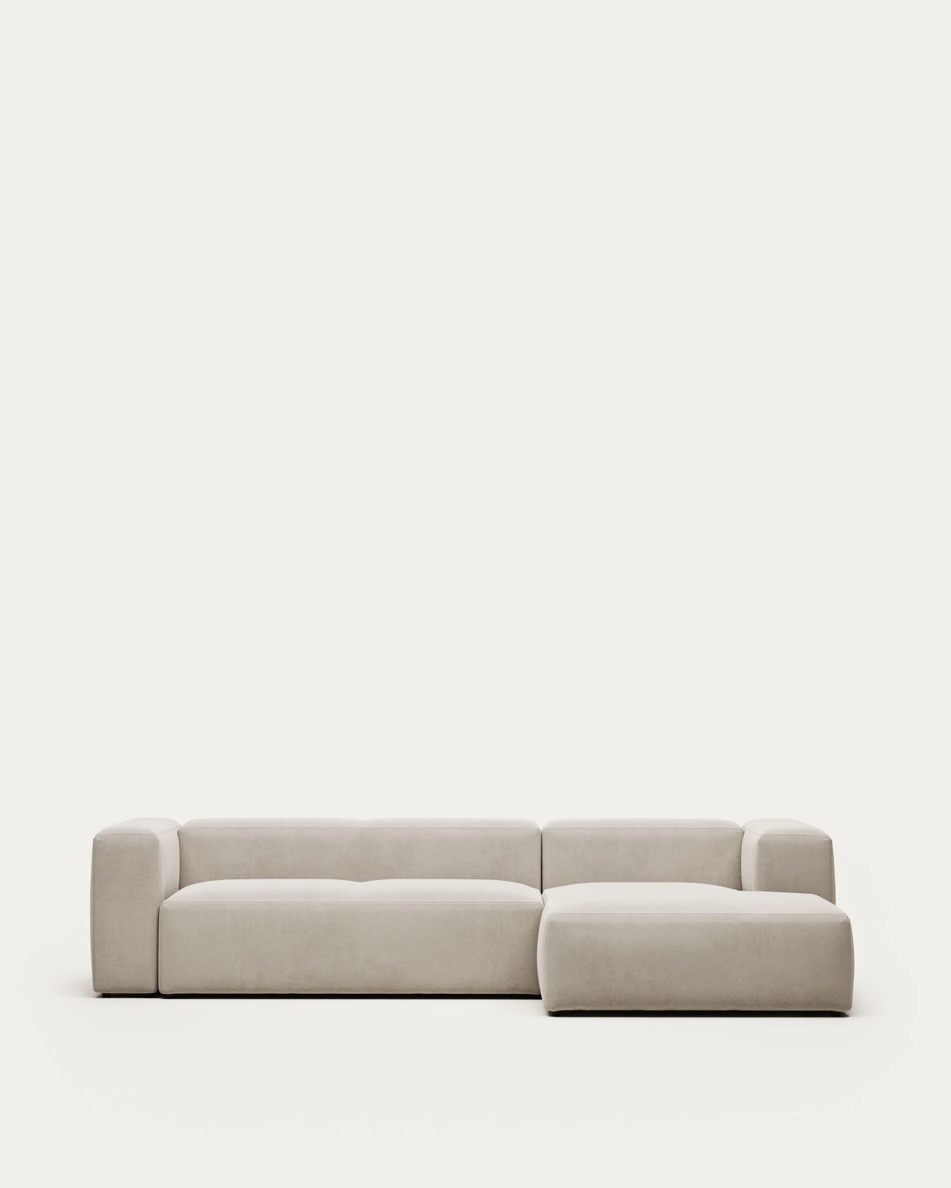 Blok 3-seater beige chenille right chaise longue sofa 300cm FSC Mix Credit