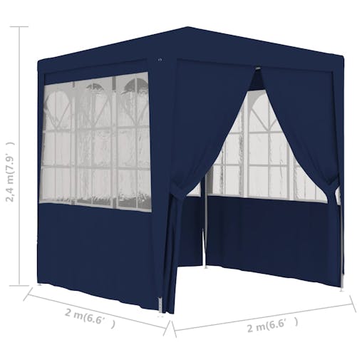 NNEVL Professional Party Tent with Side Walls 2x2 m Blue 90 g/m&sup2;