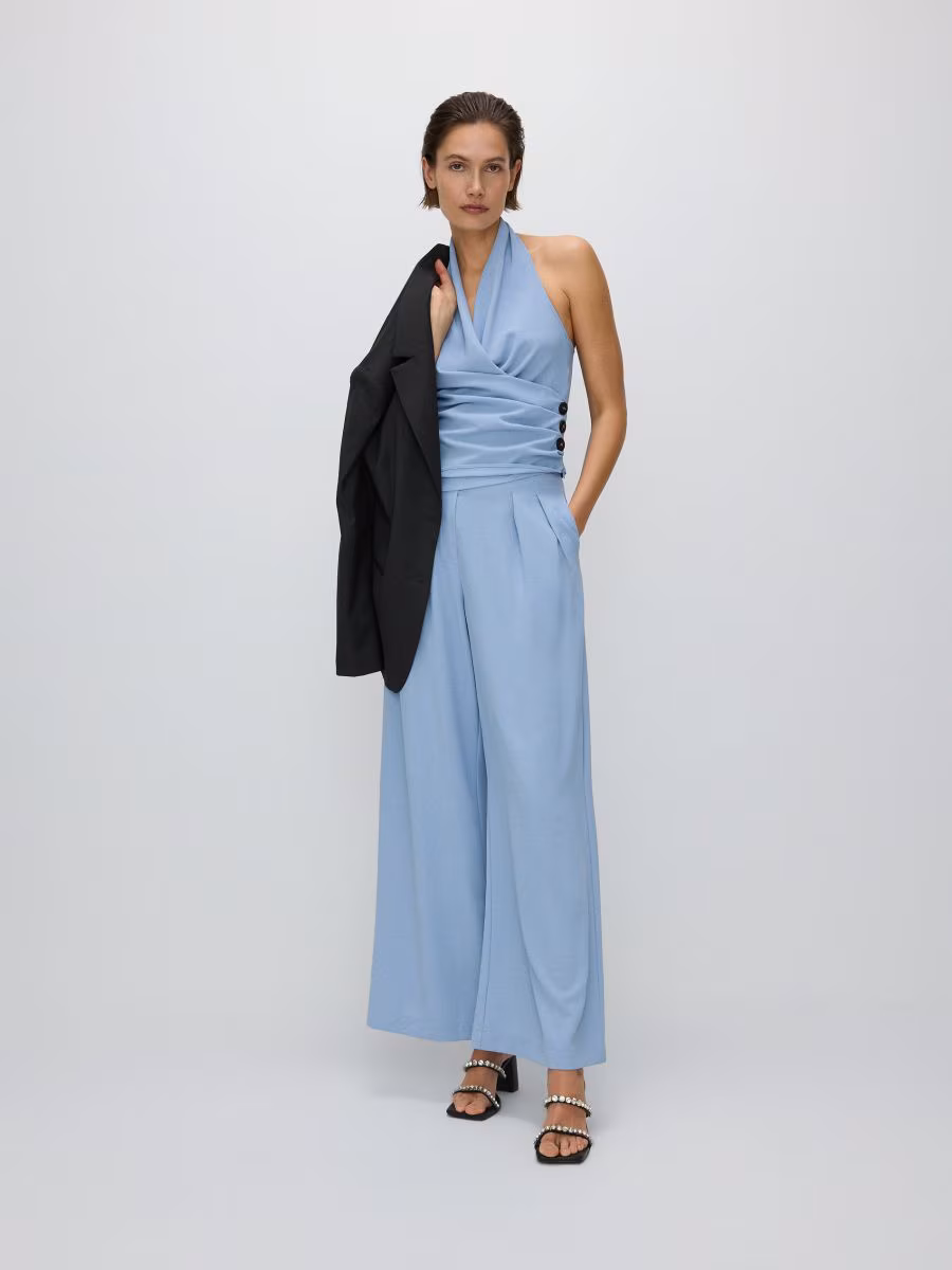 Pleated Wide Leg Trousers
