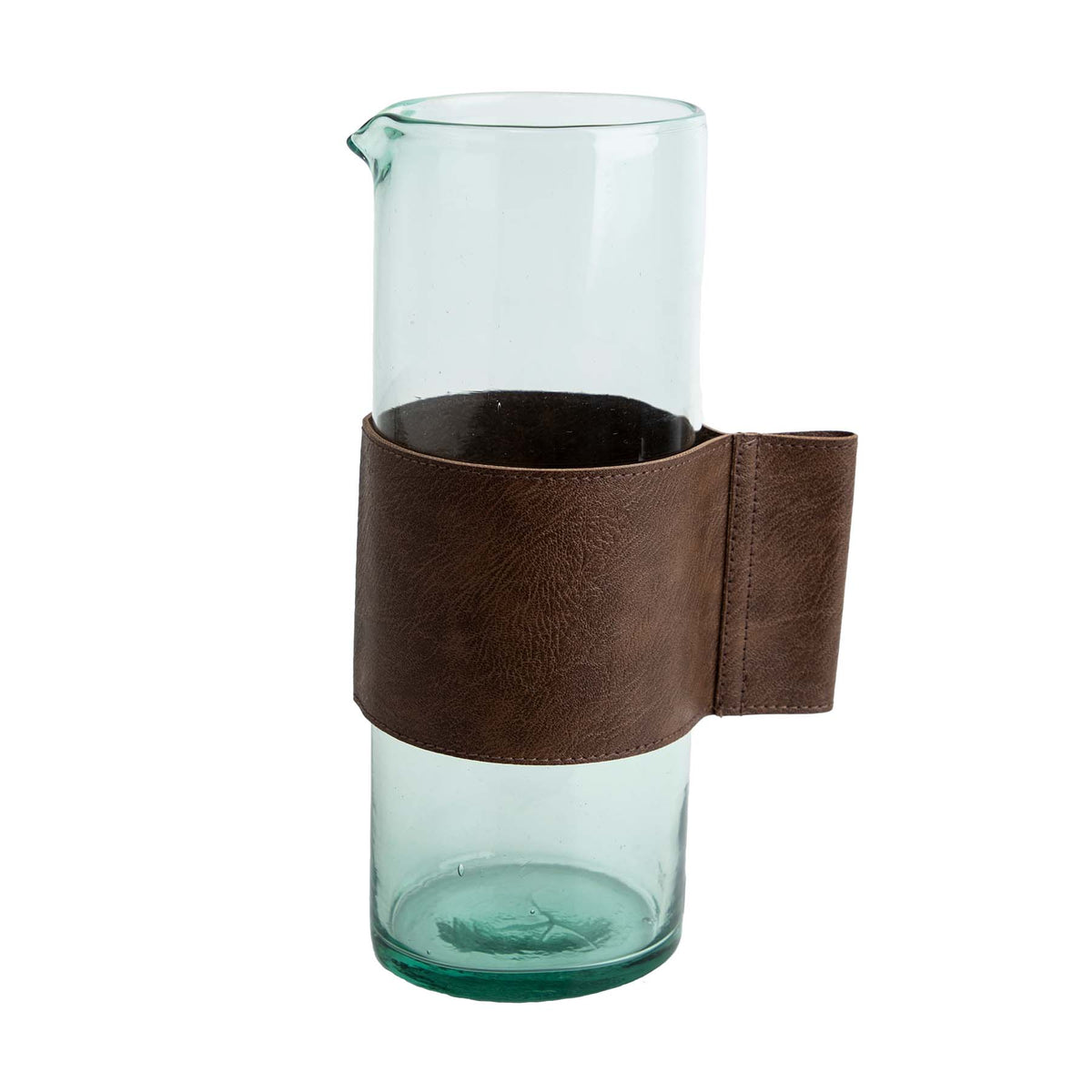 Return to Sender Karaf 1,2 liter- recycled glas met leren handvat