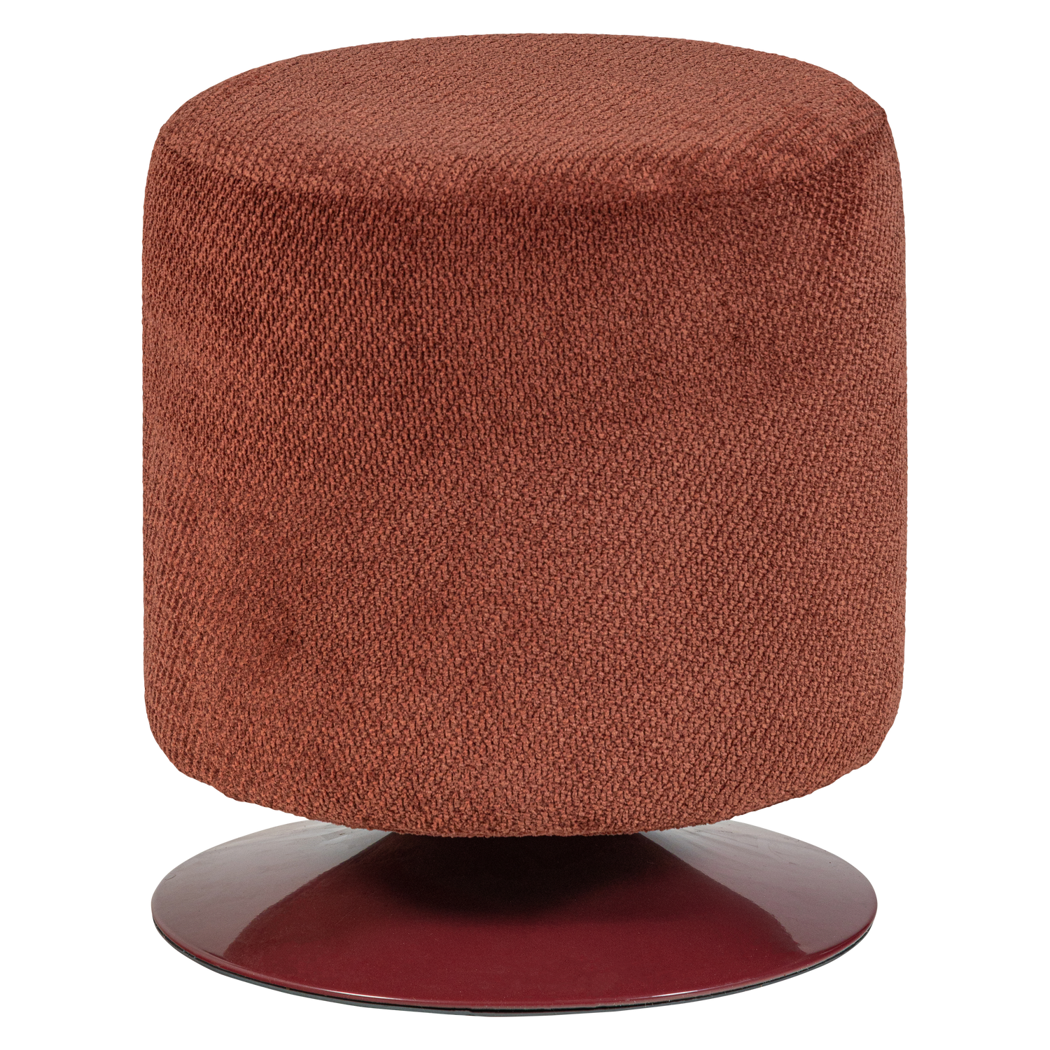 WOOOD poef met draaivoet Islen - Bouclé - Bordeauxrood - 47x39x39