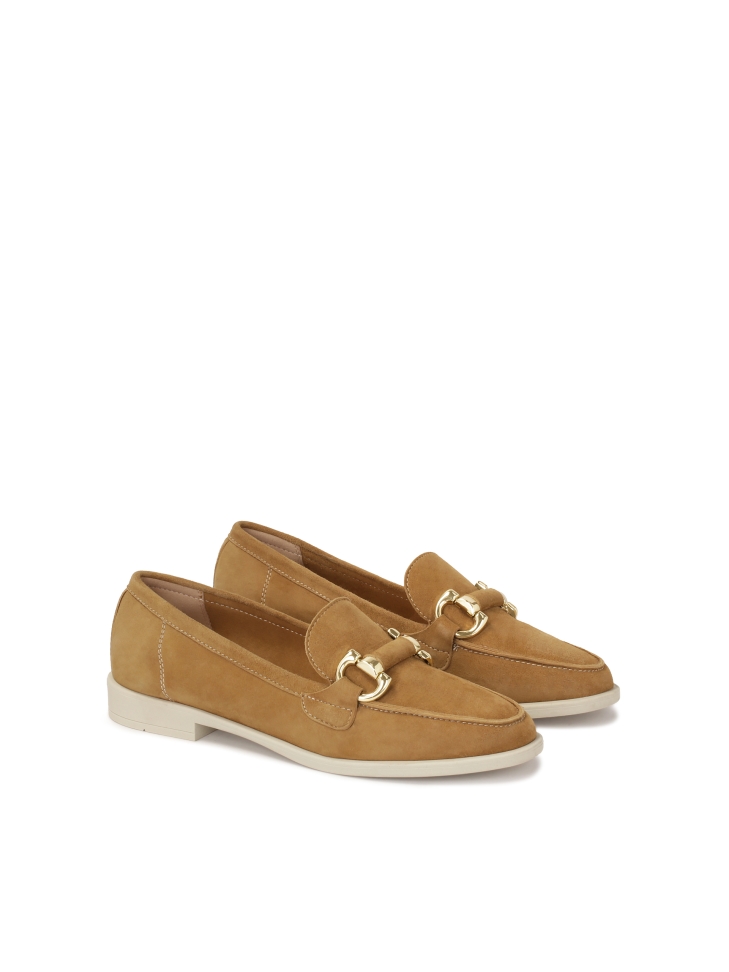 Light brown soft suede loafers