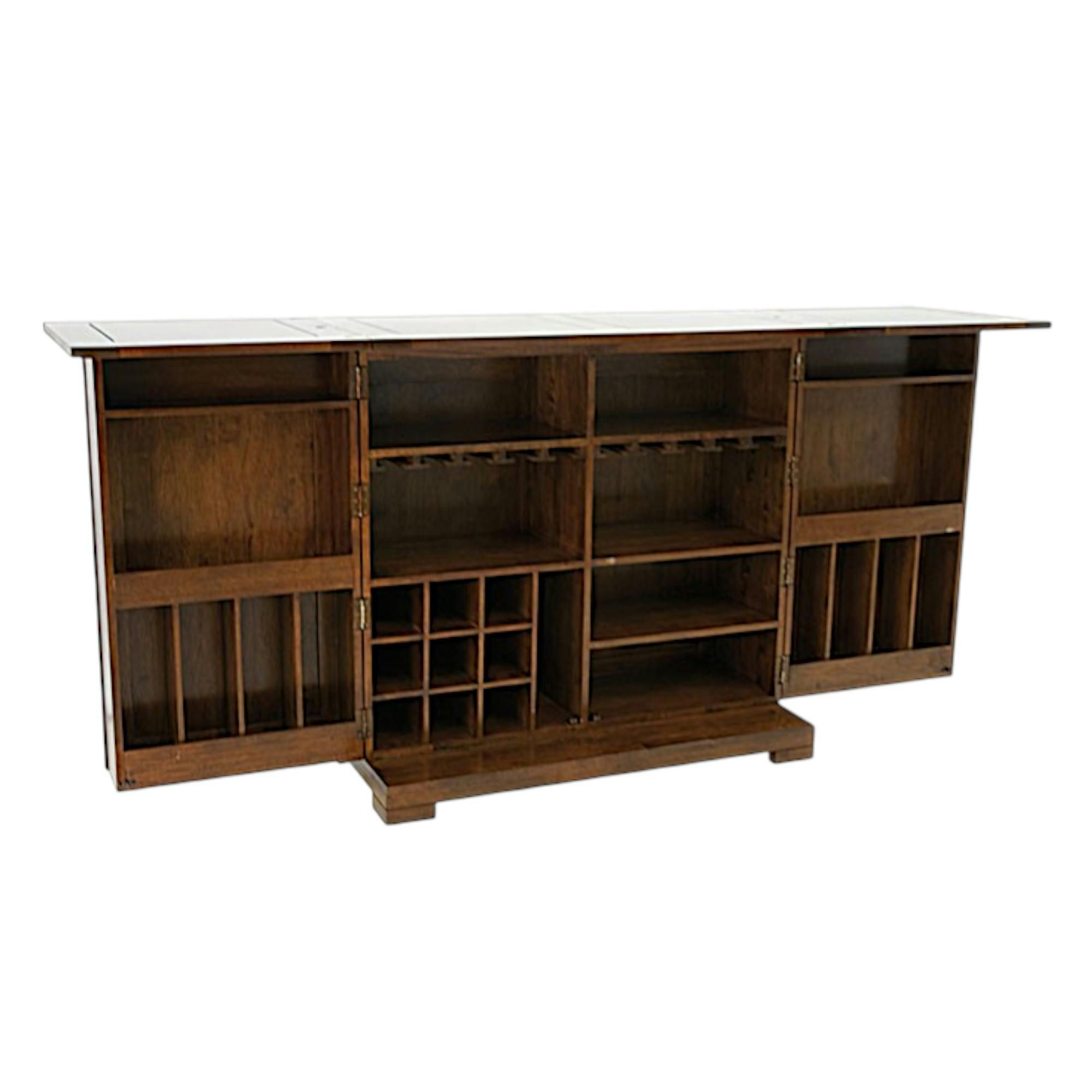 Meuble de bar pliant Hévéa 2 portes, 2 tiroirs 110/220x54x104cm NIAGARA