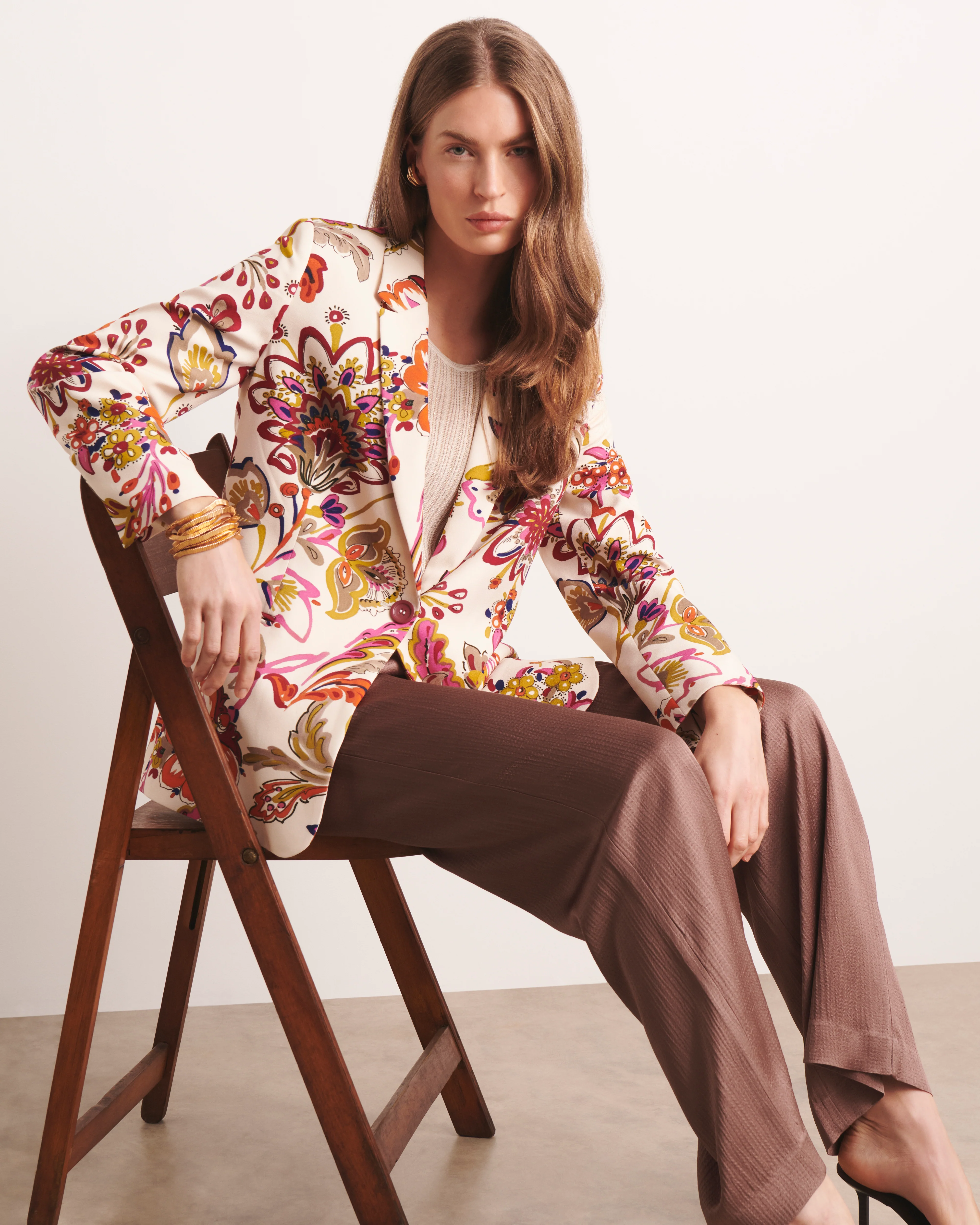Veste blazer beige imprimée BAILAR/13213/523