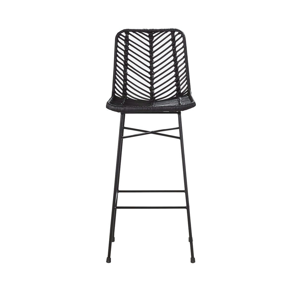 BOHEMA - Chaise en mindi massif assise tisssée noire