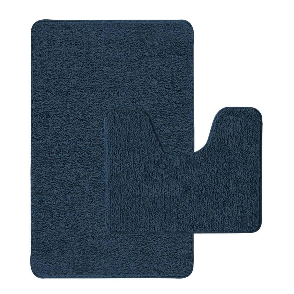 POLYNESIE - Lot de 2 tapis de bain polyester  50x80cm +  contour bleu