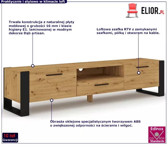 Szafka RTV dąb artisan 200 - Sarren