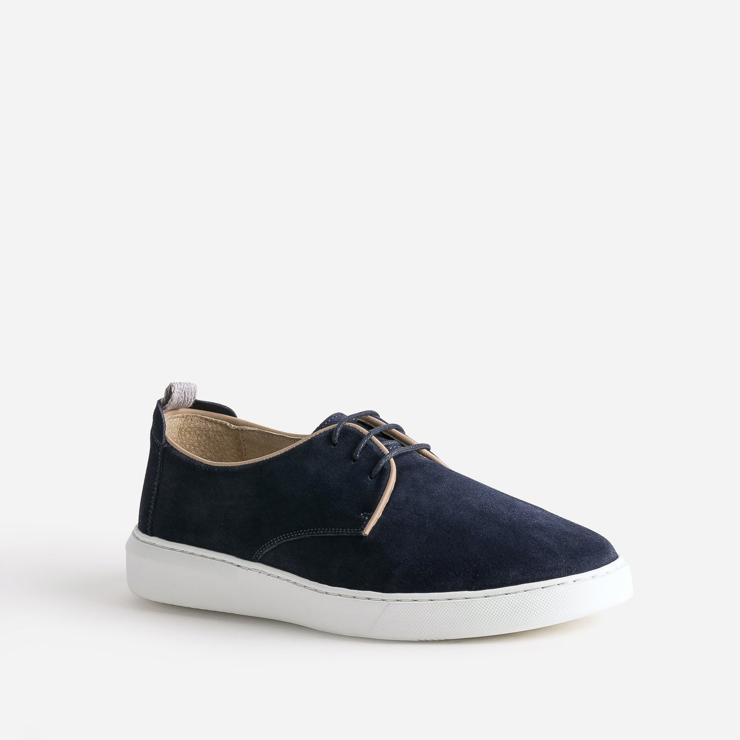 Derby confort marine en cuir velours
